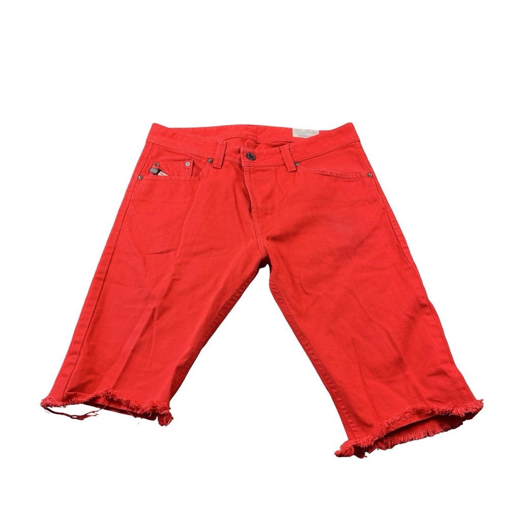 Diesel Red Darron Slim Tapered Denim Cutoff Shorts Size 31
